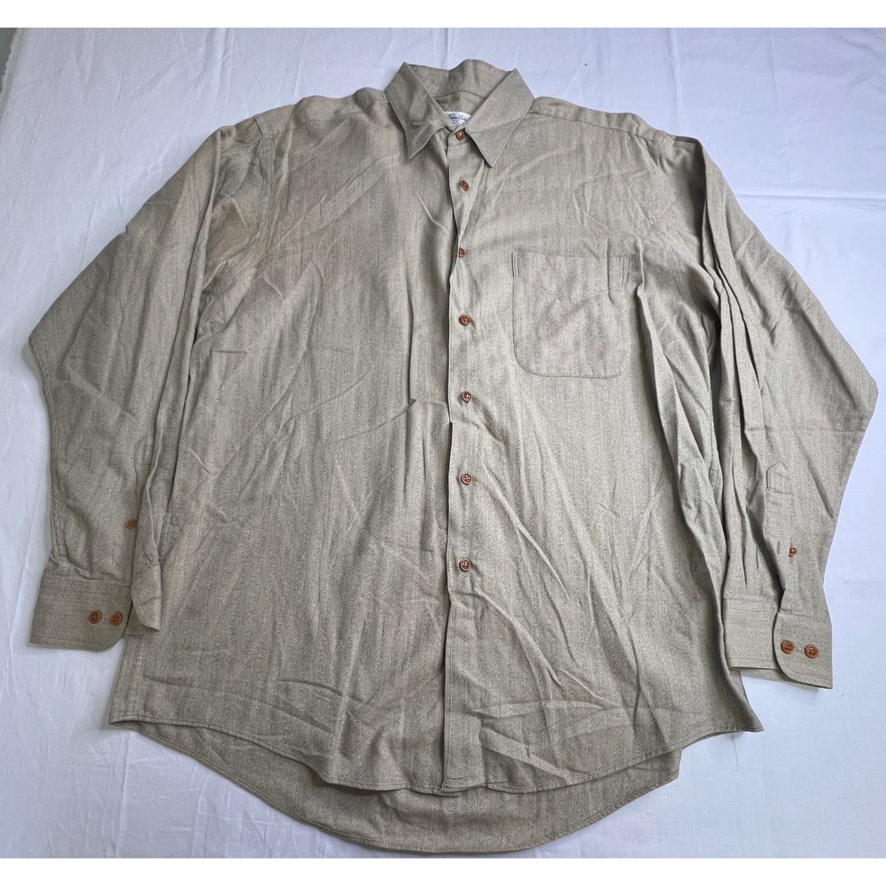 Brooks Brothers Sport Shirt Mens‎ Medium Tan Long Sleeve Button Up Casual